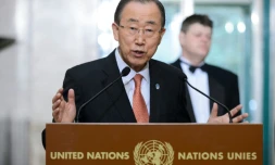 Ban Ki-moon, secrétaire général de l'ONU, le 29 février 2016 à GenÚve