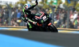 Le Français Johann Zarco (Yamaha Tech3) lors des essais libres du Grand Prix de France de moto GP, le 19 mai 2018 au Mans