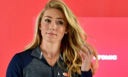 La skieuse américaine Mikaela Shiffrin lors d'une séance photos, le 10 octobre 2019 à Salzbourg