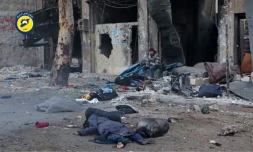 Cadavres dans les rues d'Alep, capture d'écran d'une vidéo diffusée le 30 novembre 2016 par les secouristes syriens des Casques Blancs