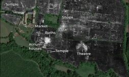Photo non datée diffusée l 4 juin 2020 par l'Université de Cambridge montre une cartographie réalisée avec un radar à pénétration de sol (GPR) de l'ancienne cité romaine Falerii Novi, prÚs de Rome