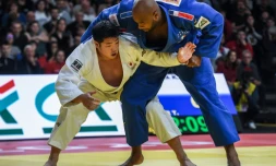 Le Français Teddy Riner contre le Japonais Kokoro Kageura au Tournoi de Paris le 9 février 2020 à Paris