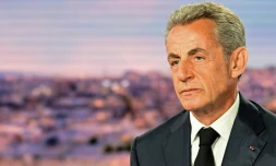 L'ancien président Nicolas Sarkozy sur le plateau du 20h00 de TF1 le 23 août 2023 à Boulogne-Billancourt, prÚs de Paris