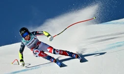 La Française Romane Miradoli lors du super-G de Saint-Moritz (Suisse), le 14 décembre 2025