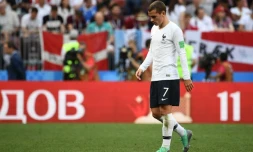 L'attaquant français Antoine Griezmann lors du match face au Danemark à Moscou le 26 juin 2018 au Mondial
