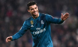 L'attaquant du Real Madrid Cristiano Ronaldo auteur d'un doublé lors de la victoire à Turin le 3 avril 2018 en Ligue des champions