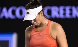 Garbine Muguruza lors du match l'opposant à Barbora Strycova le 23 janvier 2016 à Melbourne