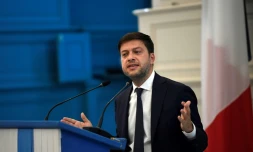 Le socialiste BenoĂźt Payan, qui devrait ĂȘtre Ă©lu maire de Marseille lundi, en confĂ©rence de presse le 24 septembre 2020