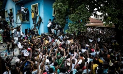 Des partisans de l'opposant congolais Martin Fayulu manifestent contre les résultats de l'élection présidentielle, le 11 janvier 2019 à Kinshasa, en RDC