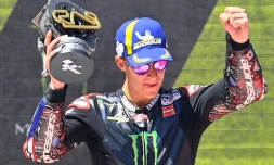 Le pilote moto français Fabio Quartararo vainqueur du GP de Catalogne sur le circuit de Montmeló, le 5 juin 2022