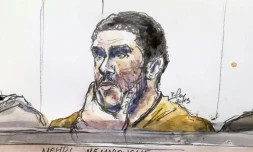 Croquis d'audience de Mehdi Nemmouche, le 10 janvier 2019 lors de son procès au tribunal de Bruxelles