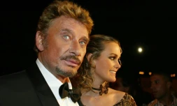 Johnny Hallyday et son épouse Laeticia, le 19 septembre 2002 à Marrakech (Maroc)