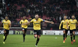 Les joueurs de Sochaux qualifiés aux tirs au but à Dijon pour les 8e de finale de la Coupe de la Ligue, le 26 octobre 2016