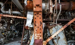 Section d'un bâtiment de réacteur de la centrale nucléaire de Fukushima Daiichi photographiée le 21 février 2021