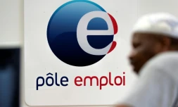 Le logo de Pôle emploi le 4 août 2017 à Lyon (France)