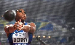 La lanceuse de marteau américaine Gwen Berry, lors des Mondiaux de Doha, le 28 septembre 2019