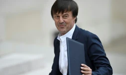 Le nouveau ministre de la Transition écologique et solidaire Nicolas Hulot, arrivant à l'Élysée pour participer au premier Conseil des ministres du nouveau gouvernement, le 18 mai 2017