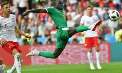L'attaquant sénégalais Sadio Mané face à la Pologne lors du Mondial, le 19 juin 2018 à Moscou