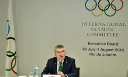 Le président du CIO Thomas Bach lors la réunion de la commission exécutive de l'instance olympique, le 30 juillet 2016 à Rio