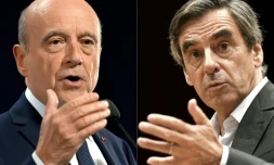 Un photomontage fait le 21 novembre 2016 2016 de photos d'Alain Juppé (g) et François Fillon, candidats à la primaire de la droite