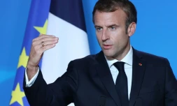 Emmanuel Macron lors d'une conférence de presse à l'issue d'une réunion du Conseil européen, le 22 octobre 2021 à Bruxelles