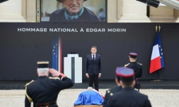 Hommage national aux Invalides à Paris au philosophe et sociologue Edgar Morin, mort à 104 ans le 3 juin 2026