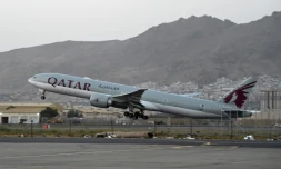 Décollage d'un appareil de Qatar Airways à l'aéoport de Kaboul le 9 septembre 2021