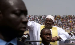 Le nouveau président gambien, Adama Barrow, lors de la fête de son investiture, le 18 février 2017 au stade de l'Indépendance à Bakau, près de Banjul