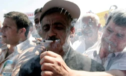 Manifestation contre les différentes interdictions de fumer à Ankara le 18 août 2009