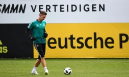 Le gardien allemand Bernd Leno lors d'un entraînement avec la sélection à Bolzano en Italie, le 7 juin 2018
