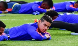 Le milieu de terrain colombien James Rodriguez lors d'un entraînement, le 15 juin 2018 à Kazan