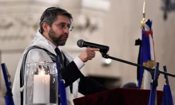 Le grand rabbin de France Haim Korsia à la Grande synagogue de la Victoire à Paris, le 15 novembre 2015