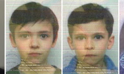 Le père (G) et les trois enfants recherchés (de G à D): Joris, 10 ans, Jad, six ans, et Alia, cinq ans, sur ces photos diffusées par la gendarmerie