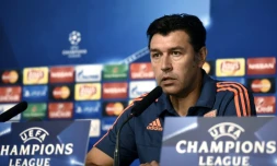 L'entraîneur de Lyon Hubert Fournier lors d'une conférence de presse le 28 septembre 20145 à Lyon