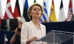La candidate à la présidence de la Commission Européenne Ursula von der Leyen le 16 juillet au Parlement européen de Strasbourg