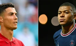 Photomontage des attaquants Cristiano Ronaldo et Kylian Mbappé, au coeur du mercato estival 