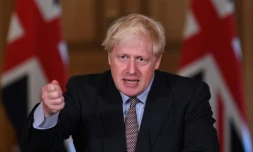 Le premier ministre Boris Johnson lors d'une conférence de presse à Londres le 9 septembre 2020