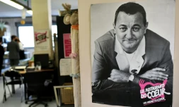 Dans un centre des Restos du coeur à Asnières-sur-Seine, près de Paris, le 24 novembre 2020 lors du lancement de la 36e campagne de l'association