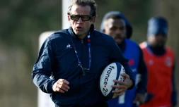 Le sélectionneur du XV de France Fabien Galthié lors d'une séance d'entraßnement à Marcoussis, le 11 février 2020