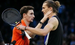Le Français Ugo Humbert battu par l'Allemand Alexander Zverev au Masters 1000 de Paris, le 3 novembre 2024