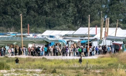 Des migrants au sein de la "jungle" de Calais, le 8 septembre 2016