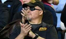 Le fondateur du groupe d'extrême droite Oath Keepers, Stewart Rhodes, le 11 février 2019 à un meeting de Donald Trump à El Paso, au Texas