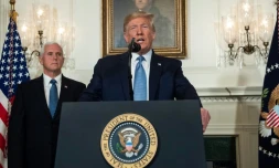 Le président américain Donald Trump lors d'une allocution à la nation aux cÎtés du vice-président Mike Pence à la Maison blanche à Washington le 5 août 2019