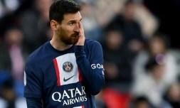 Lionel Messi peu en vue lors de la défaite du PSG contre Rennes au Parc des Princes, le 19 mars 2023  