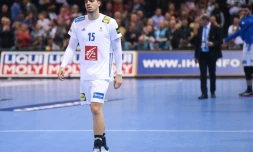 La déception de Mathieu Grébile et des Bleus surclassés par le Danemark en demi-finale du Mondial à Hambourg, le 25 janvier 2019