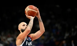 Le capitaine des Bleus Evan Fournier lors du dernier Euro de basket Ă Berlin, le 18 septembre 2022