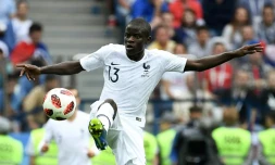 Le milieu de l'équipe de France, N'Golo Kanté, lors du quart de finale face aux Uruguayens, à Nijni Novgorod, le 6 juillet 2018