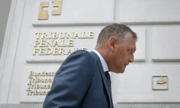 Jérôme Valcke, ancien N.2 de la Fifa, devant le Tribunal pénal fédéral le 14 septembre 2020 à Bellinzone en Suisse