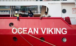 Le bateau humanitaire de SOS Méditerranée et Médecins sans FrontiÚres, l'Ocean Viking, dans le port de Marseille, le 4 août 2019