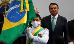 Le président brésilien Jair Bolsonaro, lors d'un hommage aux athlètes militaires brésiliens de retour des JO de Tokyo, le 1er septembre à Rio de Janeiro
